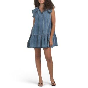 SOFIE THE LABEL Medium Wash Peter Pan Collar Mini Dress